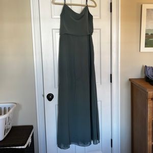 Revelry Skye Chiffon bridesmaids dress in Eucalyptus